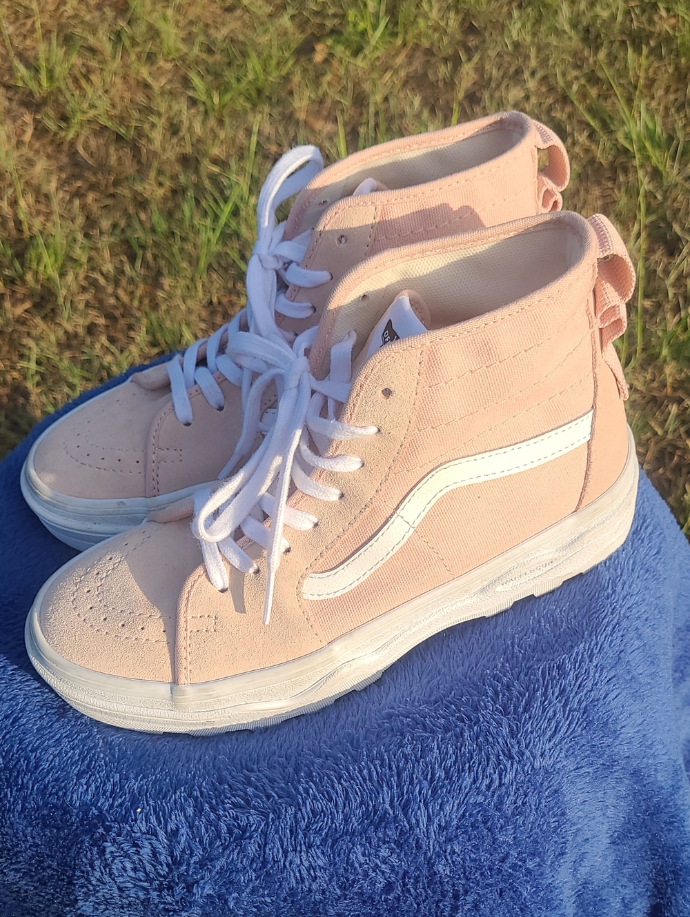 Vans Pink High-Top Sneakers with White Side Stripe Womens Size 7
